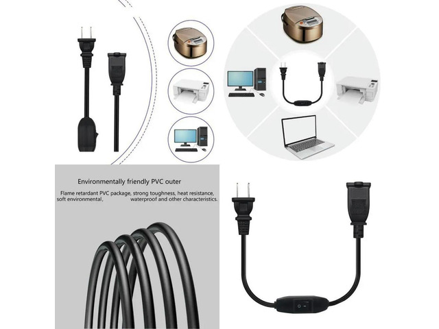 Electrical Power Adapter, 1-15P Male to 15R Female, 0.3 Meter PVC Extension Cable
