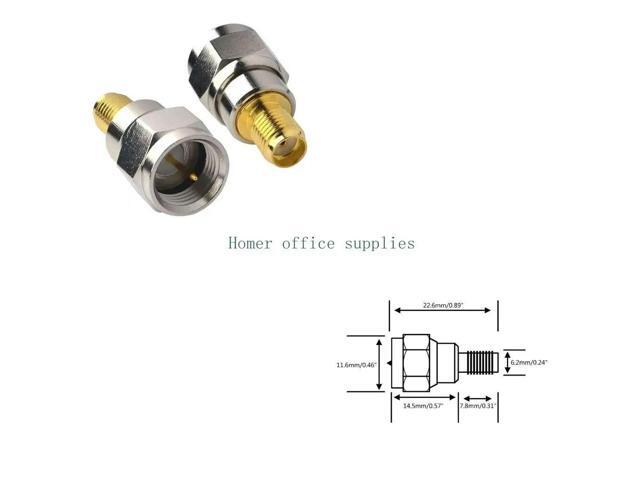 F Male to SMA Female Plug F to SMA Gold Plated Brass Straight Coaxial RF Connector Adapters Socket Plug Replacement
