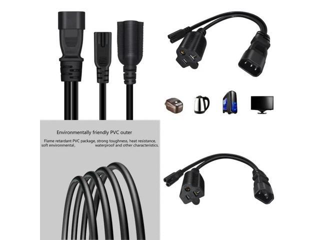 10A IEC320 C14 to Double C7+5-20R Outlet Power Cord Splitter 0.32 Meter PVC Cord