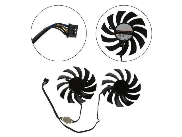 75mm 4Pin Server Cooling Fan Cooler Fan for 6930 7850 550 750 770 Ti 7870 Graphics Card Video Card Cooling 2pcs