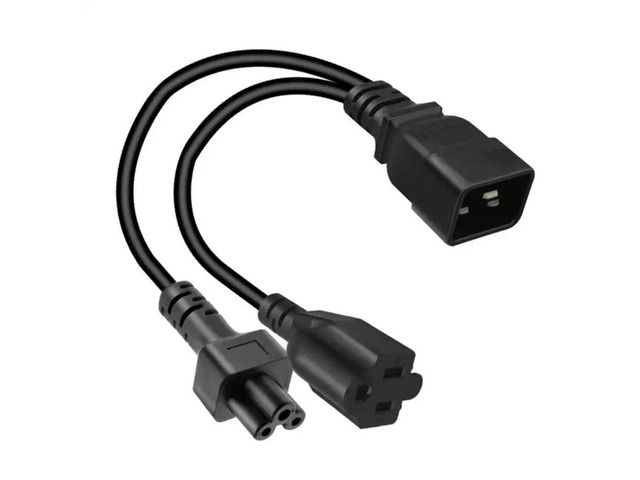 12.6inch IEC320 C20 to IEC320 C5+ 5-15R Power Cord 1 to 2 Y-splitter Adapter Cable Extension Wire Conversion Line