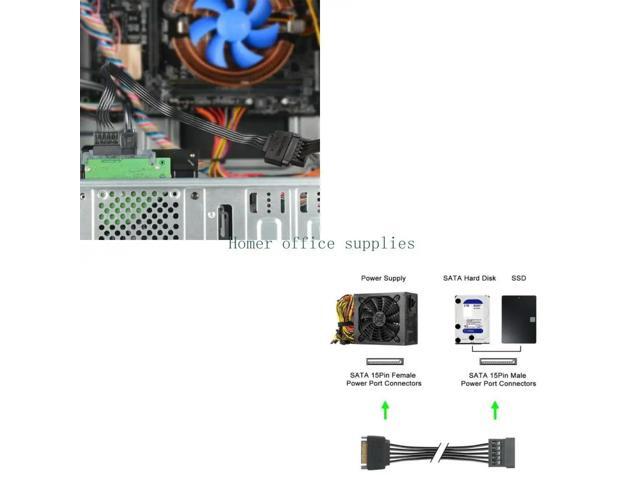 15Pin Power Splitter Cable 15Pin Male to Female Power Extension Hard Drive Cable for HDD SSDs Optical Drives Replacement