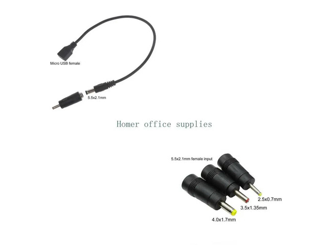 Micro USB Female to 5.5x2.1mm Male Adapter Set with 3pcs Adapters 4.0x1.7mm,3.5x1.35mm,2.5x0.7mm for Charging