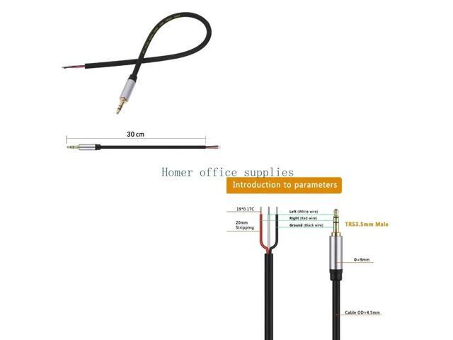 3.5mm TRS Male to Bare Wire Cable for Earphone and Speaker Fixing Wire 11.81in