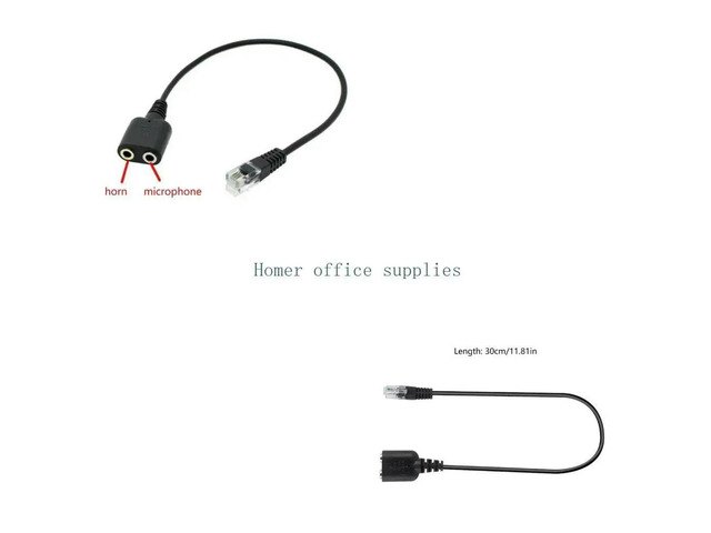 Headsets Adapters 3.5mm to RJ9 Adapters Cable for PC Telephone Phones RJ9 Male to 3.5mm Cord Easy Installation 9.84inch