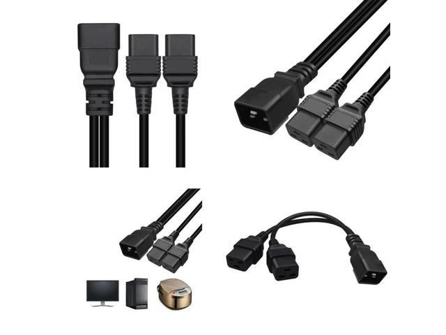 Computer Case Electrical Power Adapter Cord 16A Male to Female C20 to 2xC19 Connectors Power Supply 0.32 Meter Accessory