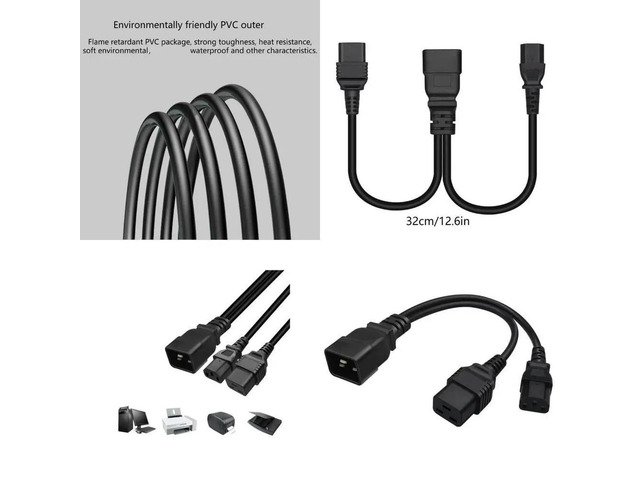 Power Adapter Cable 16A C20 To 16A+10A Splitter IEC320C20 To C19+C13 Charging