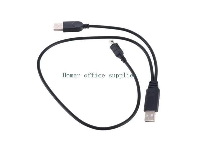 USB to Mini USB Data Cord for w/ Power Supply Function Durable Laptop Notebook External Hard Drive Data Line Bl