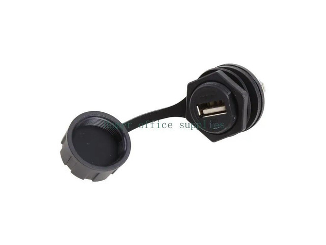 USB 2.0 Female Panel Pass Connector Mount Socket Plug Waterproof IP67 With Cap