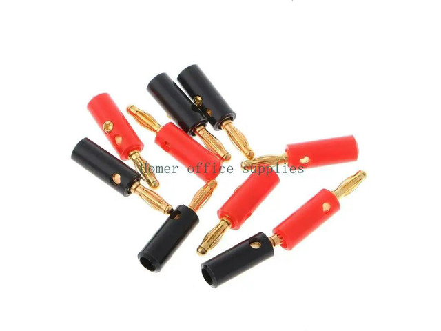 10 Pcs 4mm Gold Plated o Speaker Wire Cable Screw Banana Plug Connector Adap