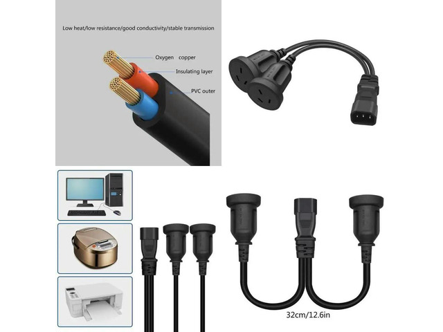 IEC320 C14 to Power Plug Cable IEC320 C14 Male to 2 Female Adapter Cable Power Adapter C14 to Australian Adapter