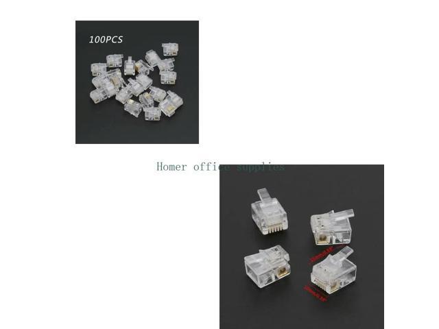 100pcs RJ12 6P6C Modular Cable for Head Telephone Connectors Crystal Plugs