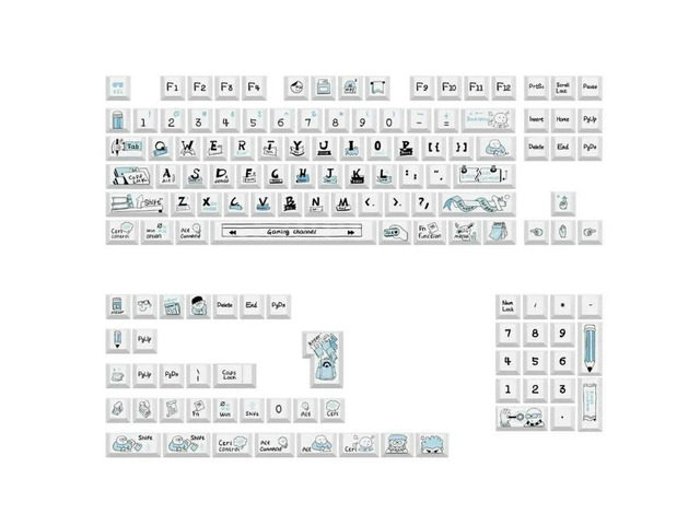 136Pcs PBT Sea Salt Course Keycap Dye Sublimation Cover for 61 98 104 108 Mechanical Keyboards
