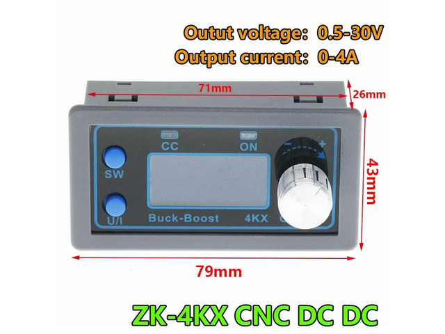 ZK-4KX CNC DC DC Buck Boost Converter CC CV 0.5-30V 4A Power Module Adjustable Regulated power supply For Solar Charging