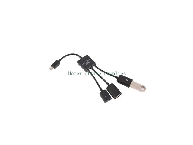 Male to Female Double USB 2.0 Host OTG Adapter Cable For Mouse Keyboards Tablet