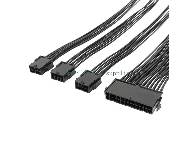 Computer Chassis Power Extension Cable Mainboard 24Pin 24 Pin + CPU 8Pin + 2x CPU 8pin Set with Cable Fixer Holder