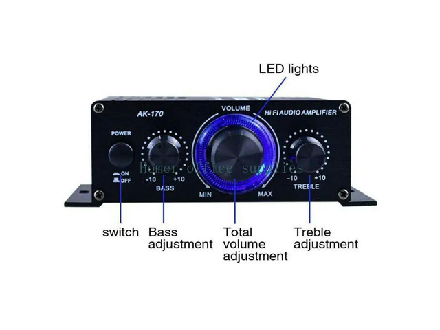 HIFI Power Amplifier for AK 170 with blue LED light Car Home Club Party Music DIY Stereo Music Car Speaker