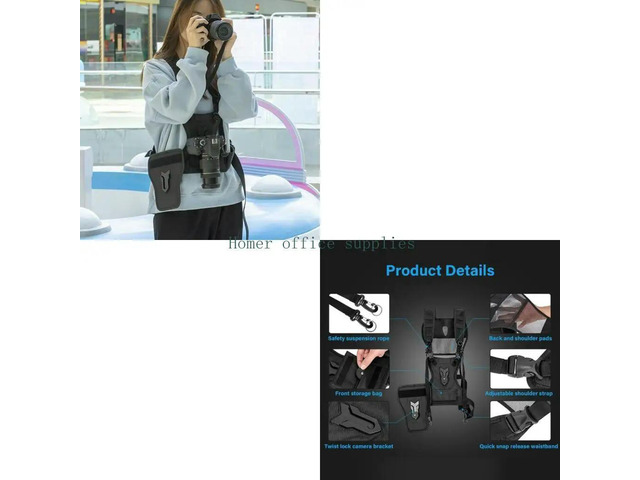 Double Camera Harness Shoulder Strap for DSLR Cameras Holder of up to 4kg