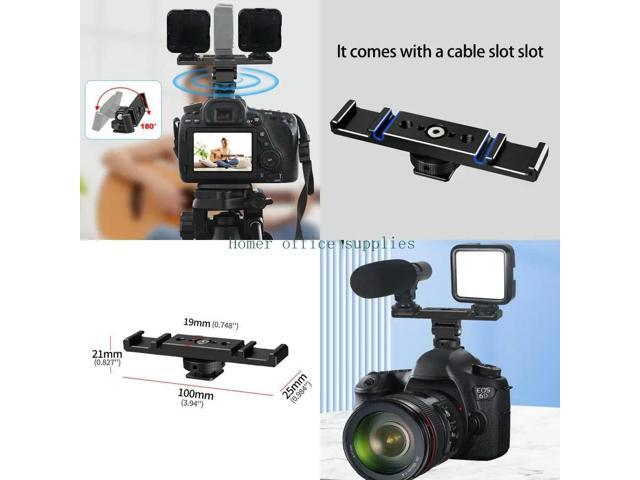 Compactly l Brackets Double Cold Shoe Mount For Microphone LED Light