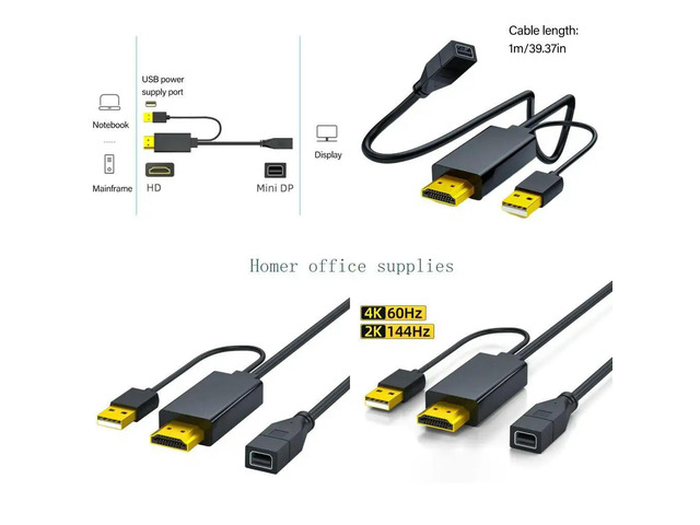 Plugs Play HDTV To Mini DP Converter Cable Supports 3840x2160 Resolution For PC/Laptop to Mini DP Out Monitor