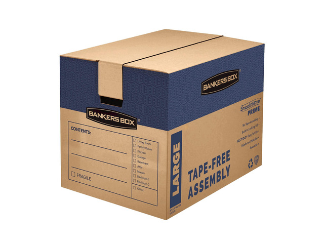 Large Prime Moving Box 6 Pack, Reinforced Handles, Tape-Free Assembly, Attached Lid, 18-in x 18-in x 24-in (0062904)
