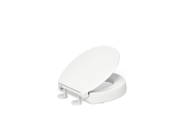 25876-0 Hyten 3' Height, Elevated Soft Close Round Toilet Seat, Contoured Seat with Grip-Tight Bumpers, Quick-Attach Hardware, White