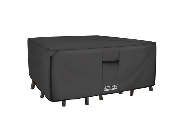 Waterproof Patio Furniture Cover 136L x 74W in, Black Heavy Duty 600D Polyester, UV Resistant, Fits Rectangular & Oval Outdoor Dining Table Set