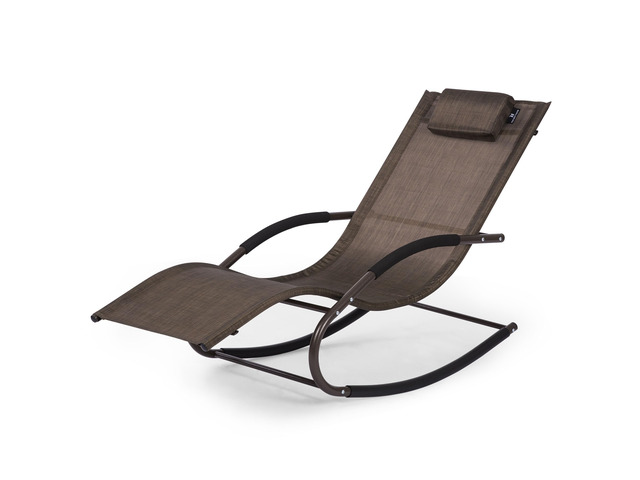 Outdoor Lounge Chair with Pillow, Patio Chaise Lounge, Brown Heavy Duty Chaise Lounge Chair with Armrest, Quick Dry Fabric, Supports 265 Lbs, for...