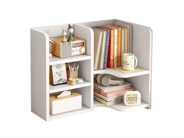 Desk Shelf,Small Bookshelf,Wooden Desk Hutch Desk Organizers,White Desktop Bookshelf and Accessories Storage Display Rack in Home Office...