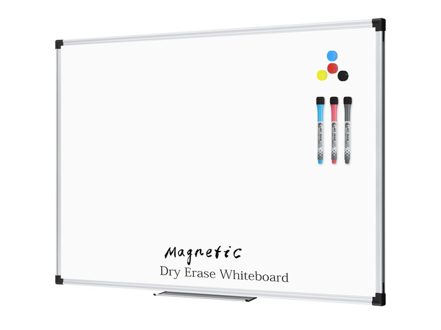 Magnetic Dry Erase Whiteboard 48 x 36 Inch, 4' x 3' Premium White Board for Wall with Marker Tray, Silver Aluminum Frame Presentation Board for...