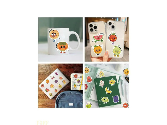 Kids Reward Stickers Cartoon Fruit Design PVC Surfaces Reusable Learning Tools