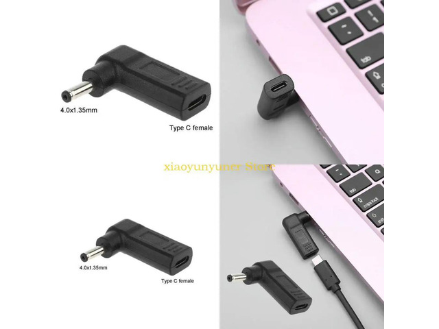 90 Degree Type C Female to 4.0x1.35mm Male Plug Connector Laptop Power Plug Converter for Zenbook UX21A UX31A UX32A