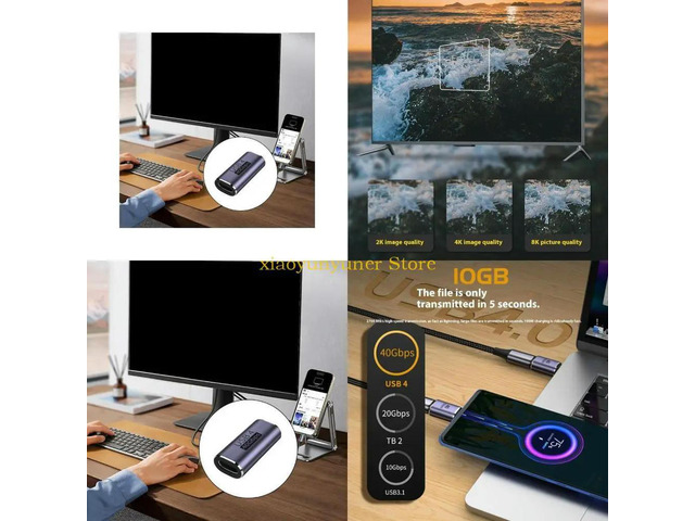 USB4.0 40Gbps Adapter 100W USB C to Type C Fast Charging Converter USB C Data Adapter 8K@120HZ Coupler Extender
