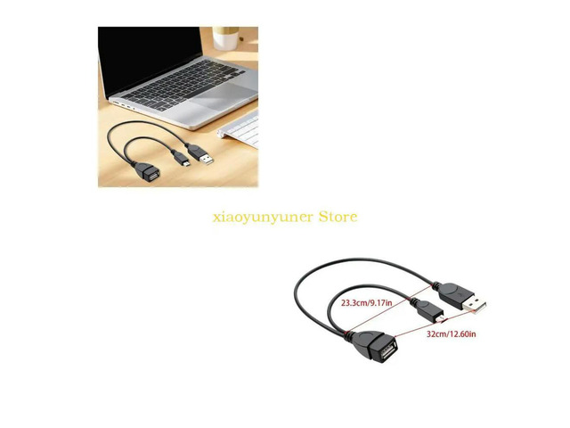 USB Female to MicroUSB OTG Adapter Cable for Connecting Peripherals Devices