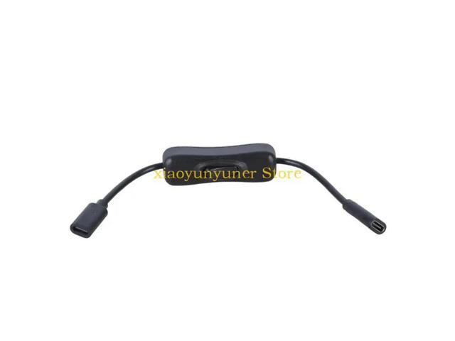 22cm USB C Extension Cable Line with Switching Button 480Mbps Data Transfer 5V3A Charging Power Cord for Fan LED Light