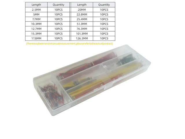 140pcs in Box: 14 Types of Breadboard-Specific Wires (10pcs for Each Length) Breadboard Jumper Wires / Connecting Wires