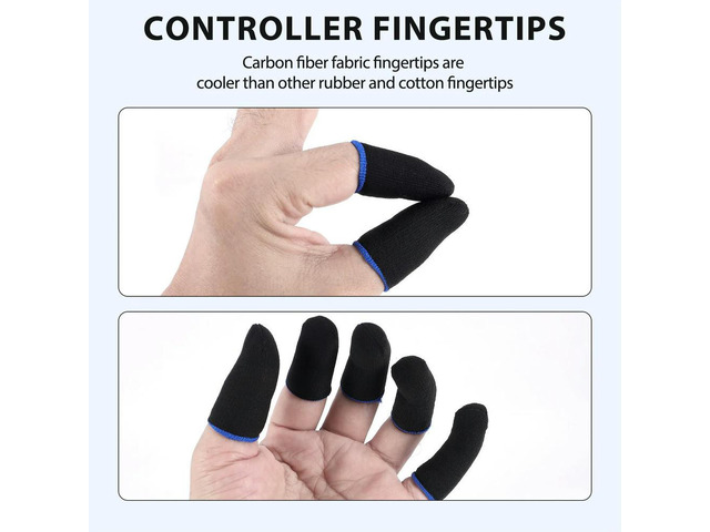 18-Pin Carbon Fiber Finger Sleeves For PUBG Mobile Games Press Screen Finger Sleeves(16 Pcs)
