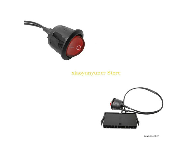 24-Pin Female ATX PSU Power Supply Starter On/Off Switch Jumper Bridge Cable with Red Light 24Pin 13.8in