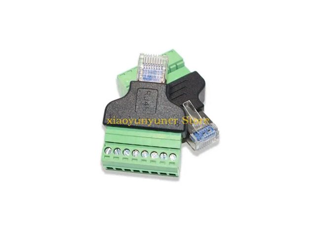 8Pin to RJ45 Male Terminals Block Adapters Shielded for Ethernet Cat6 Cat7 Cable