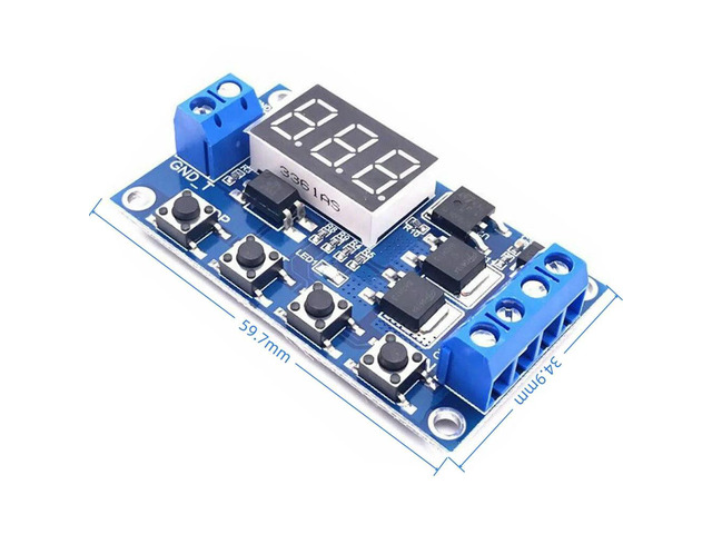Trigger cycle timing, delay switch circuit, dual MOSFET control board replaces relay module, 12/24V