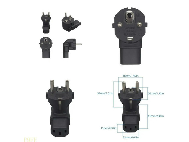 EU4.8 Europe 2Pin Male to IEC C13 Female Travel Power Adapter 2 Prong Connector