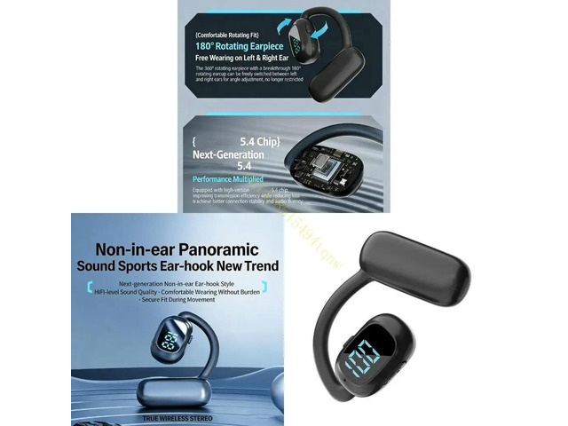 Earbuds Bluetooth-compatible Headphone Earphone Waterproof with LED Digital Display for Sports Running