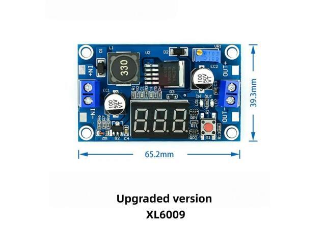 Upgraded XL6009 DC-DC adjustable boost module, capable of boosting from 5-32V to 5-40V at 4A, with digital display