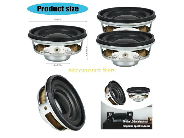 2PCS 40mm Full Spectrum Speakers 4Ohm 3W Strong Magnet Horn Loudspeaker 1 pair