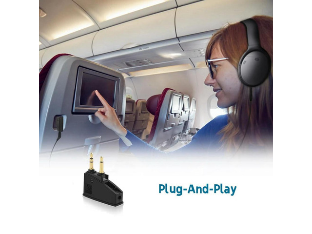 Flight Headphone Adapter 3.5 Mono Plug to 2X3.5 Plugs Compatible with QC45 QC35 QC3 QC25 QC20 Headphone Airline