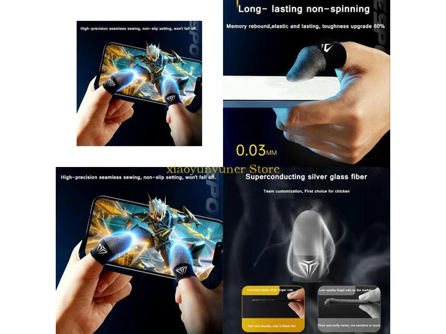 2Pairs Mobile Game Fingertip Gloves Sweatproof Anti-slip Touch Screen Finger Sleeve Breathable Gaming Fingertip Cover