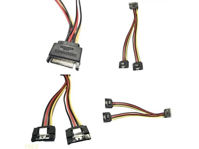 15-Pin Male to Dual Female Power Connectors Sleeved Y Splitter Cable