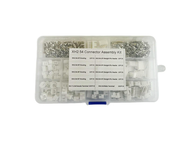XH2.54MM Connector Set (560PCS): Housing, Terminals, Straight Pin Headers, Male & Female Contacts