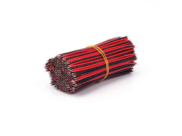 100 Pieces of 10cm-Long 24AWG Double-Ended Tinned 2468 Red-Black Parallel Electronic Connecting Wires