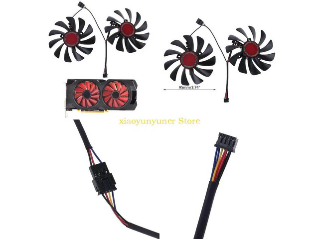 2pcs 95mm FDC10U12S9-C CF1010U12S Cooler Fan Replace for XFX Radeon RX580 RX590